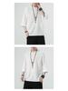 Men's Retro Plus Size Cotton Linen Hanfu T-shirt with Frog Button, Three-Quarter Sleeves