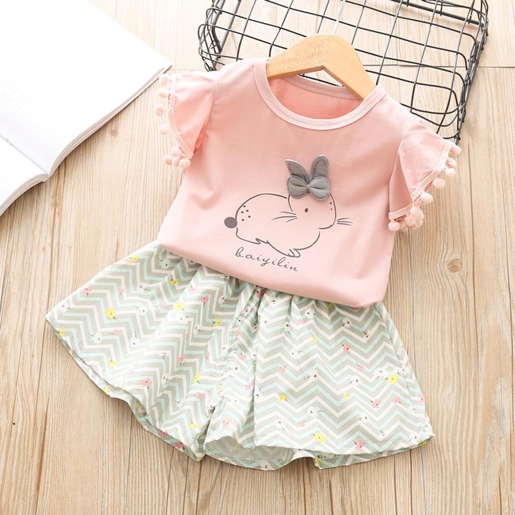 Baby Girls Cotton Printed T-Shirt & Shorts Set – Cute Pink Animal Outfit main image 1