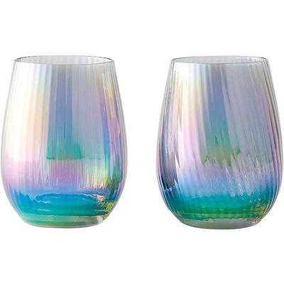 Rainbow Brilliant Glass Pair Set 420ml Glasses Rock Glasses (Aurora)