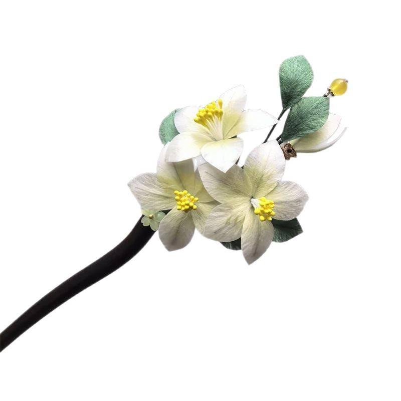 Handmade Chinese Style Silk Velvet Flower Hair Clip Women Side Bangs Decorative Accessory