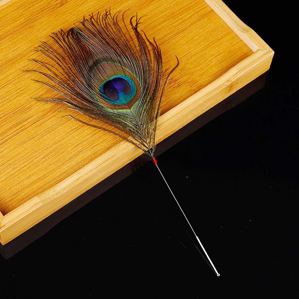 Adult Peacock Feather Wax Remover Ear Cleaner Stick Earpick Ear Dig Tools Silver Needle зелёный