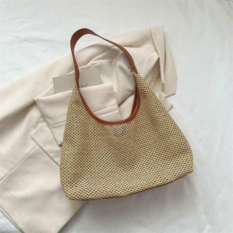 

Woven bag women s spring 2025 new trendy fashion straw bag casual large capacity shoulder bag niche underarm bag коричневый