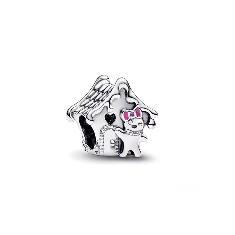 Pandora Gingerbread House Charm Women Charm Silver Enamel 792823C01 Box