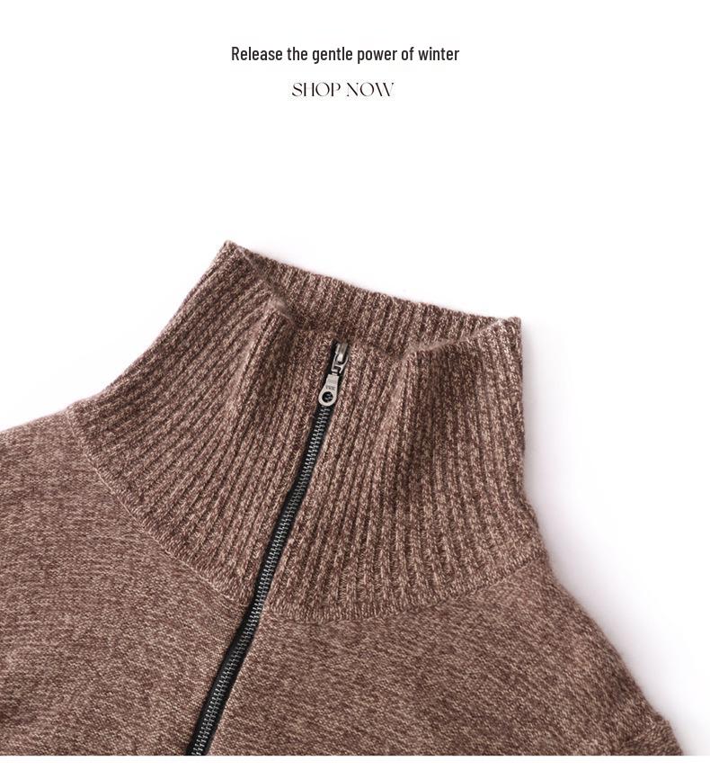 2025 Retro Cashmere Lapel Cardigan: Chunky Knit Short Zipper Sweater for Autumn/Winter