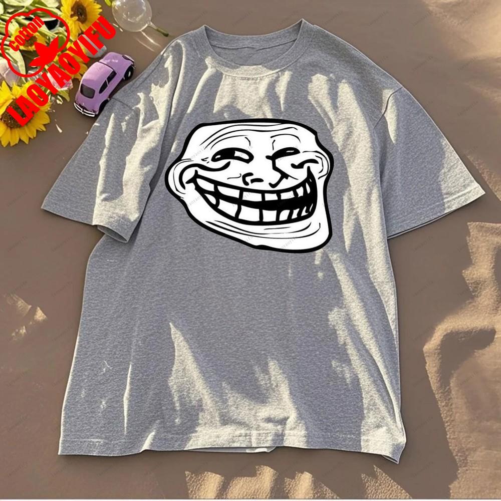 Rage Comic Trollfac Printed T Shirts Funny Anime Pure Cotton Top Tees Men Summer Short Sleeves T Shirt O Neck Fashion Tshirt