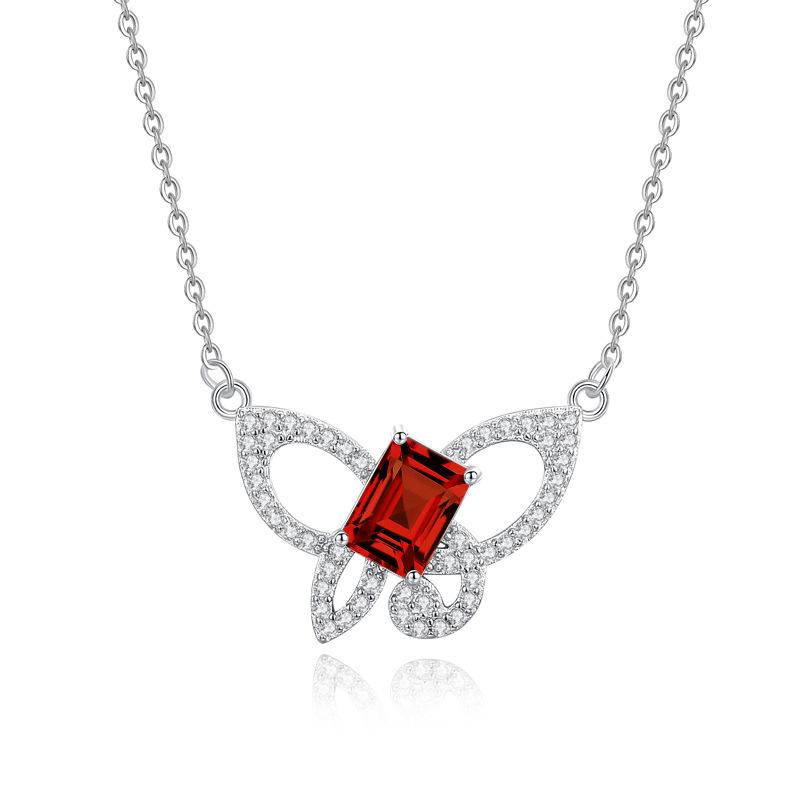 Natural stone butterfly pendant s925 pure silver necklace, niche, light luxury design, fashionable clavicle chain, high sense, fashionable jewelrygift