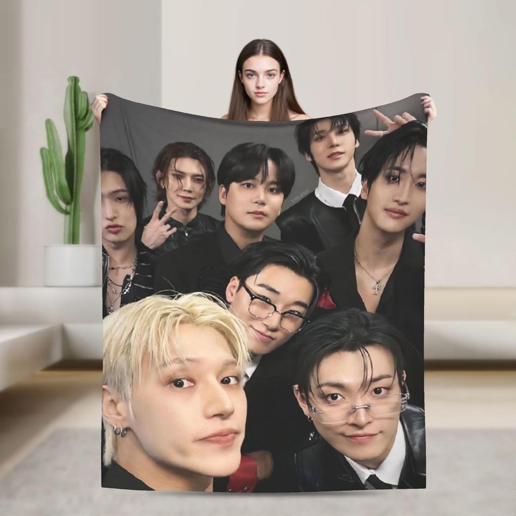 San Ateezs Kpop Blankets Fleece Textile Decor Portable Ultra-Soft Throw Blanket for Home Couch Bedspreads