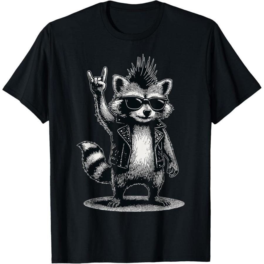 

Funny Raccoon Retro Raccoon Rock Music Men Kids Women T-Shirt XXXXXL чорний