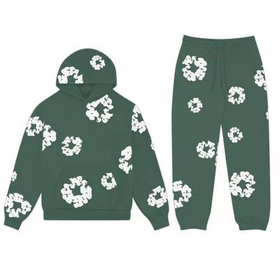 2004 Trendy Floral Print Unisex Hooded Sweatshirt & Sweatpants Set