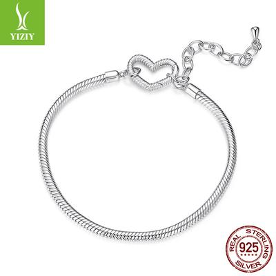 S925 Sterling Ezüst Egyszerű Szerelem Alap Karkötő, Klasszikus Sokoldalú Kígyócsont Lánc Karkötő