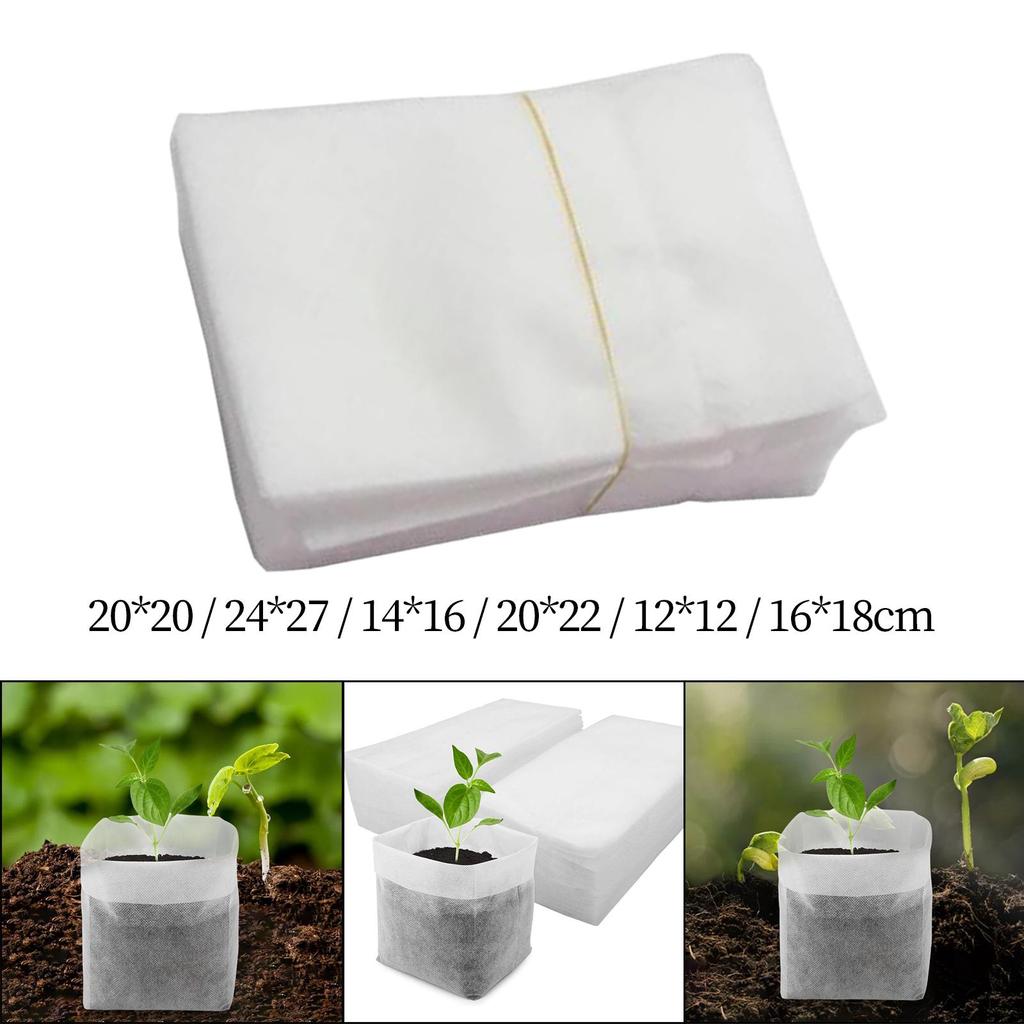 100x Non Woven Nursery Bags Breathable Seedling Grow Pouch Plant Seeding Bags for Saplings Outdoor Plant Grow Vegetable Tree