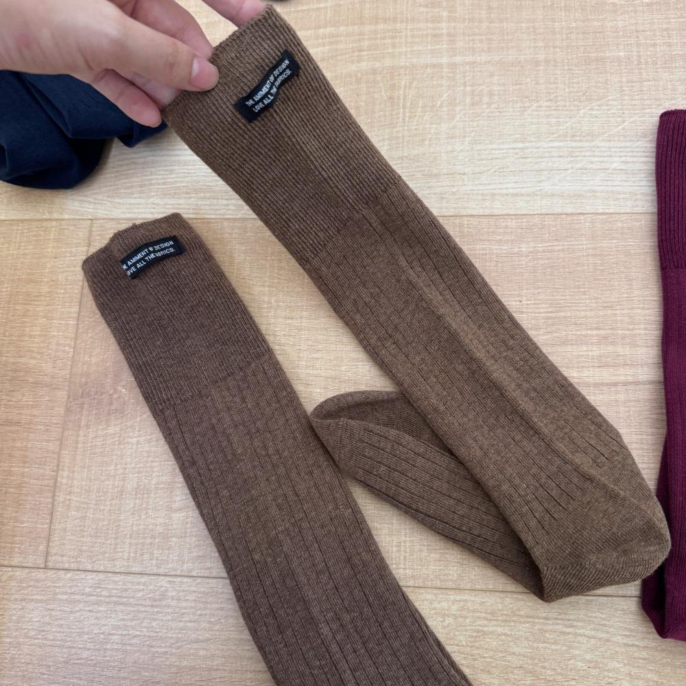 Solid Color Women Stockings Breathable Calf Socks Simple Knee High Socks  Autumn