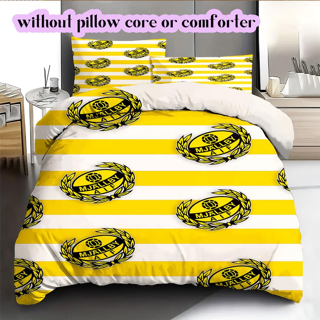 Mjällby AIF football Pattern Bedding,Quilt Set Quilt Cover Pillowcase Home Birthday Gift (1*duvet cover+2*pillowcase,without core)