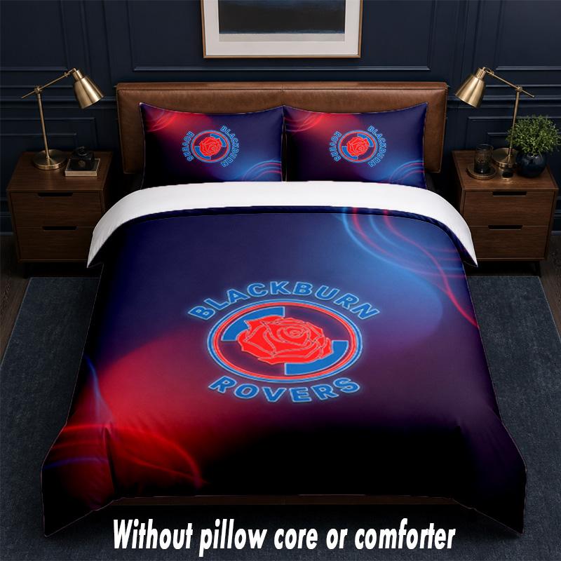 Blackburn Rovers Football Design Bed Bedding Set 1 Duvet Cover + 2 Pillowcases Soft Breathable Household Bed Linens