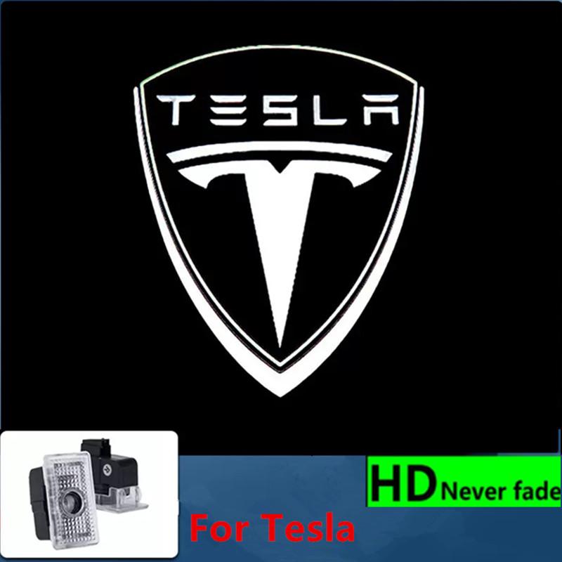 2pcs Car Door Light Projector Welcome Light For Tesla Model Y 3 X S Logo Light