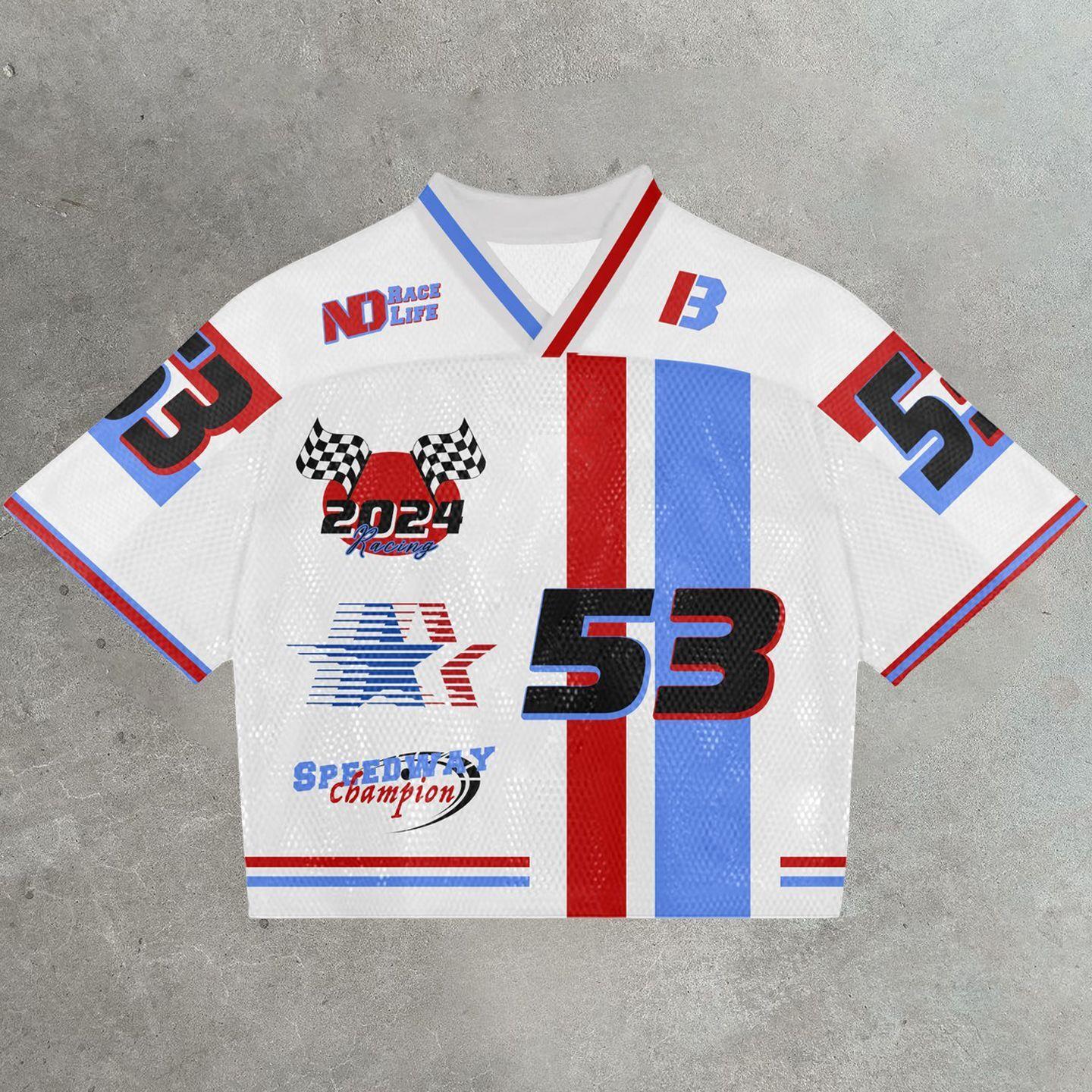 

ZYLLO Y2K Американська футболка Хараджуку Хіп-хоп Мода Футбольна Джерсі Вуличний одяг Вінтажний Повсякденний Дихаючий Сплайсинг Вільний Короткий рукав L