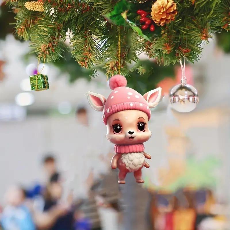 

Розовый Очаровательный Олень Новогодняя Елочная Игрушка Акриловый Декор для Автомобиля Для Веселого Праздничного 3
