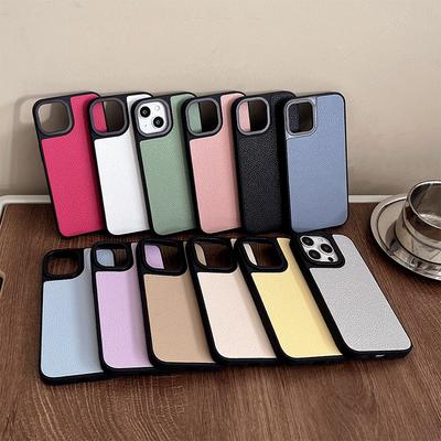 Solid Color Leather Light Luxury Mobile Phone Case for IPhone16Promax Men and Women for Apple 15plus Trendy and Fashionable