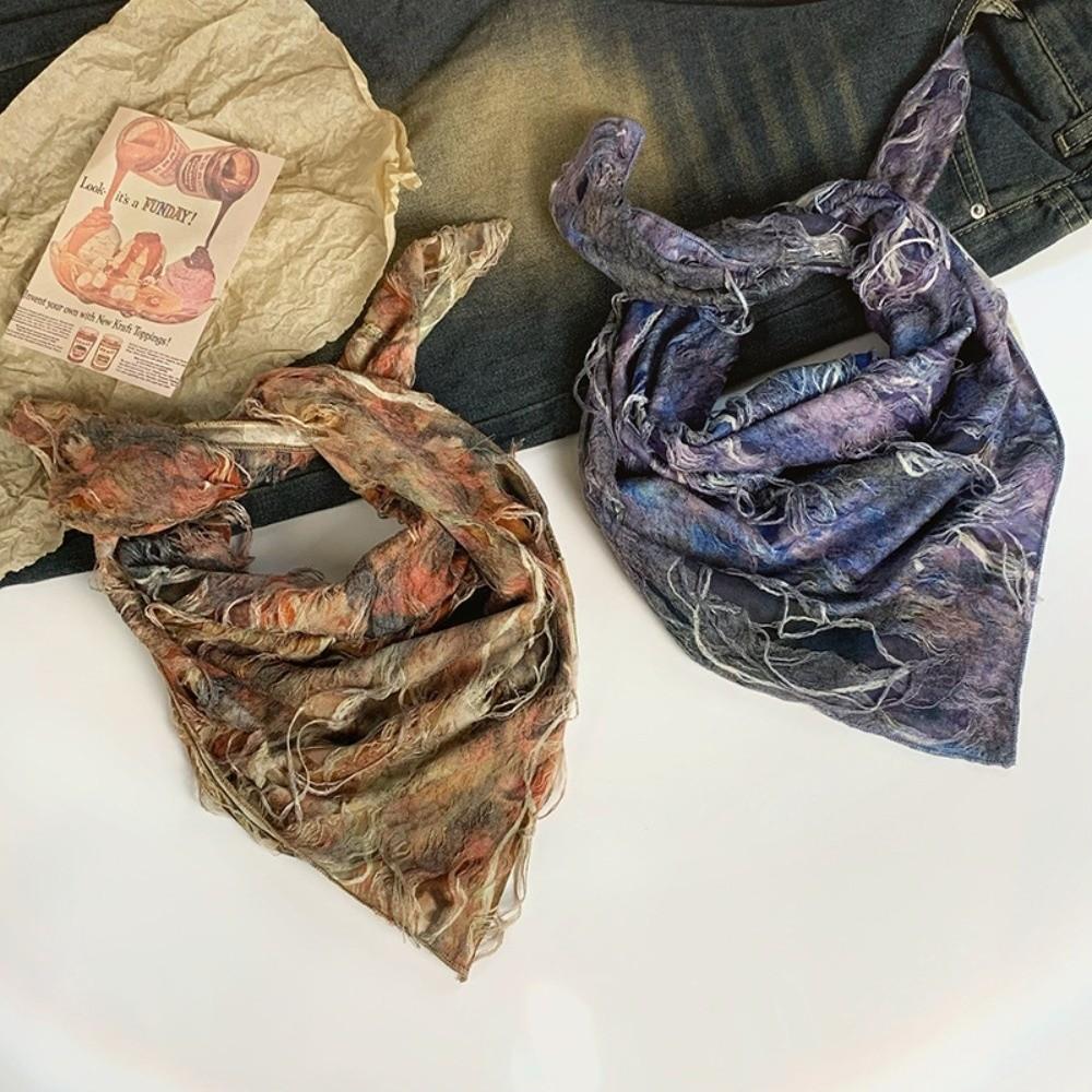Y2K Wasteland Style Hair Scarf Hip Hop Distressed Ripped Tube Top Tie-dye Hair Band  Spicy Girls