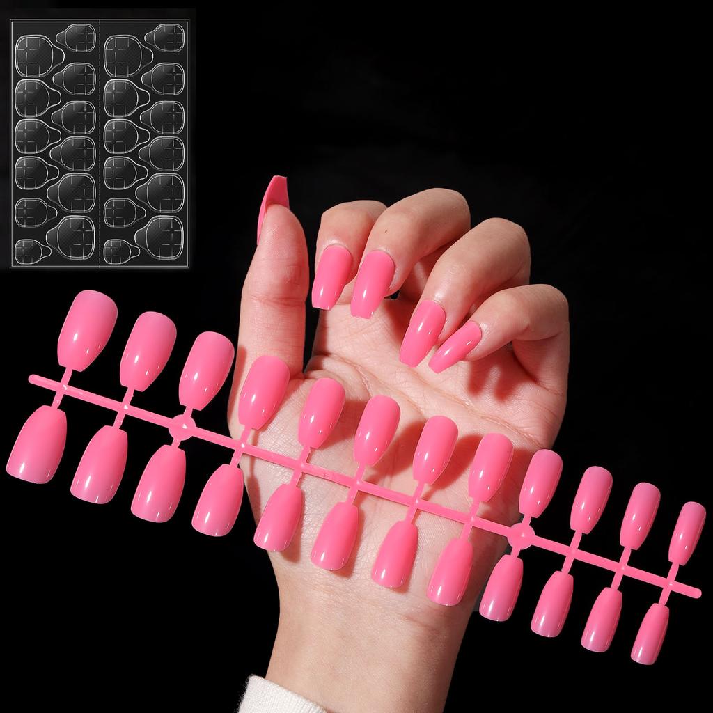 YIKOOLIN Variety Fluorescent Nail Art Tips Glow-In-Dark Luminous Fake Nails Ballet Press On Nails Set Detachable  Fingersnails