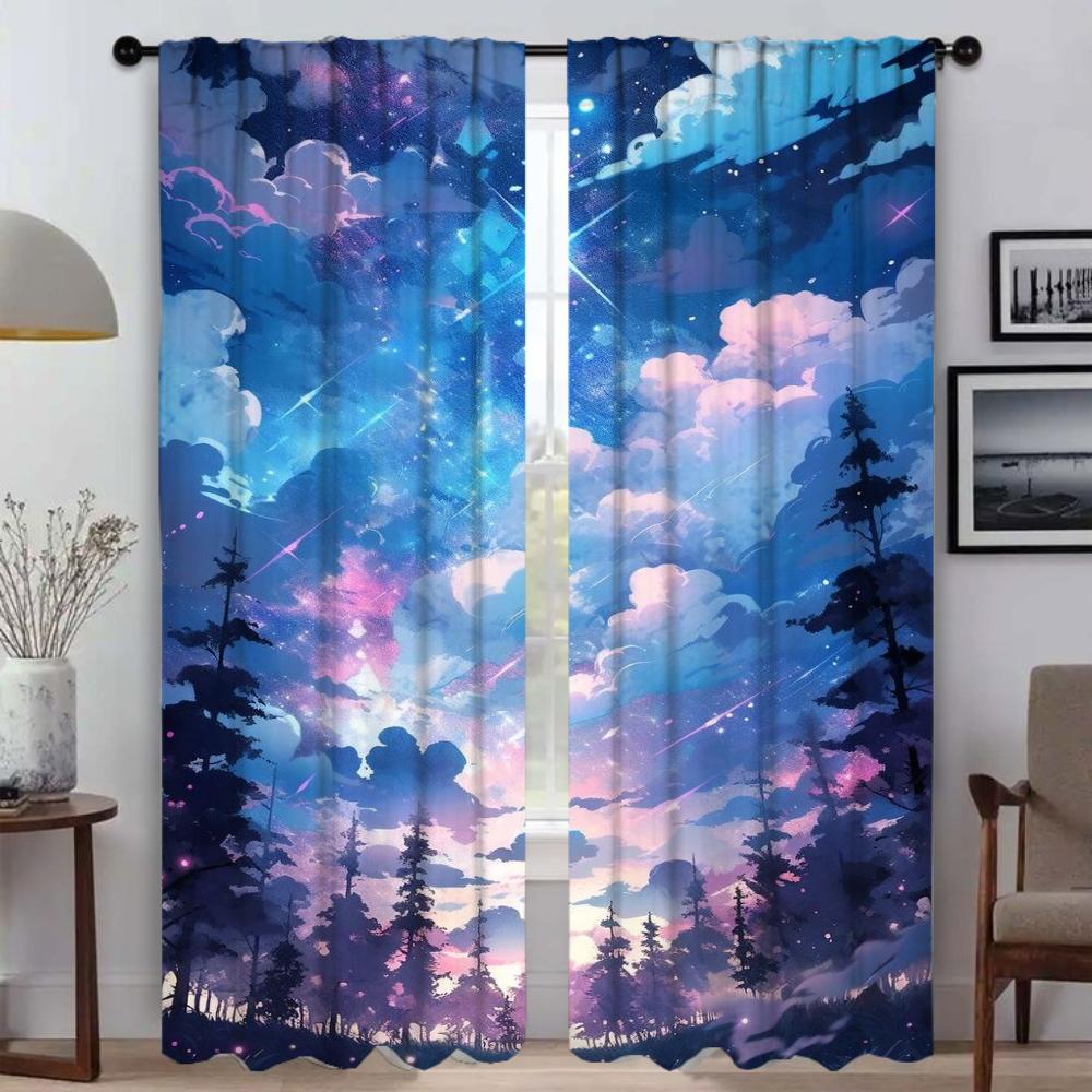 Sky and Ocean Anti-mosquito Curtains for Camera Home Interior Curtains for Living Room Blackout Curtain Shades Partition Kitchen