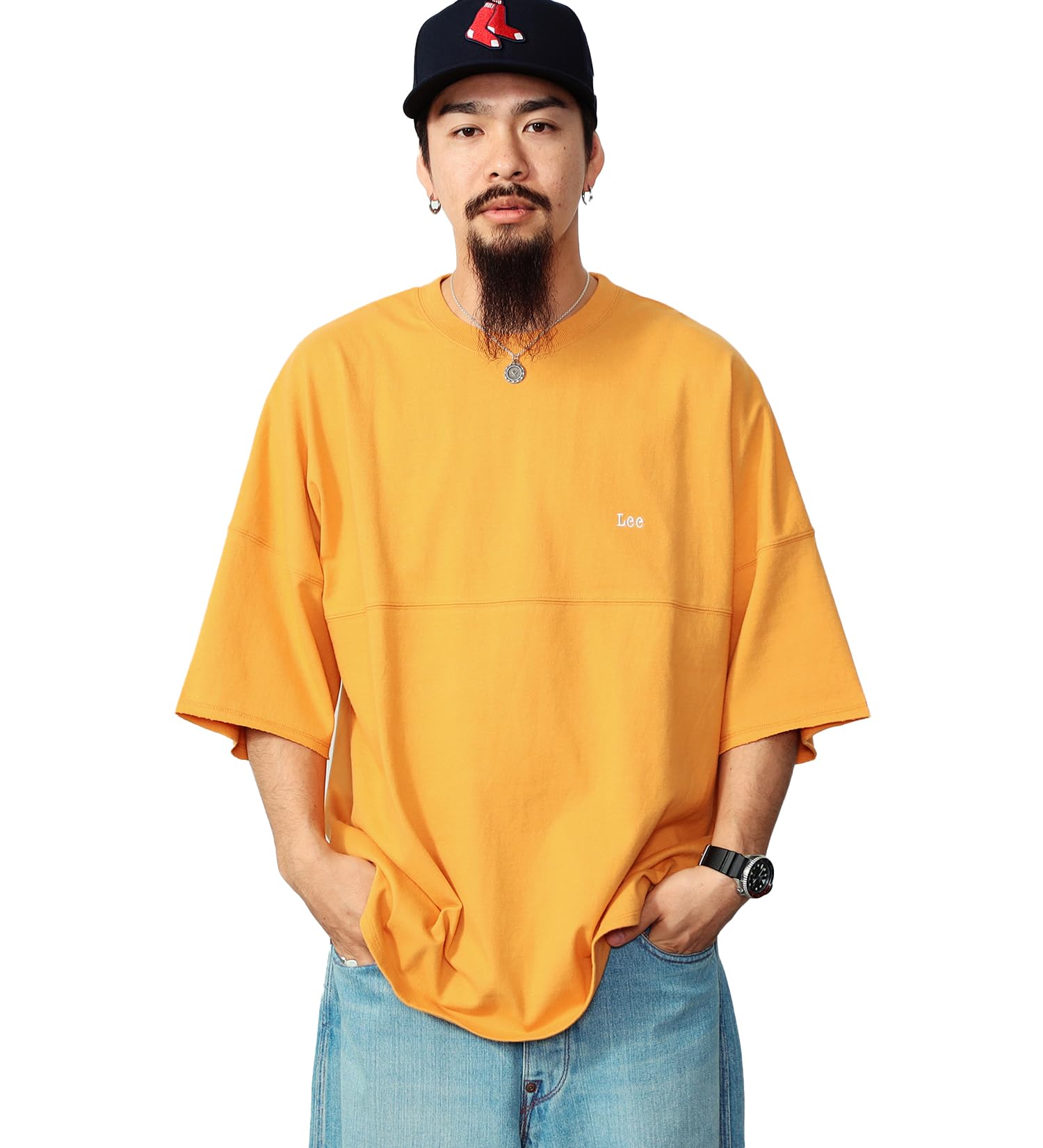 

Мужская футболка Lee с принтом арки на спине, короткий рукав, оранжевая, размер L, оранжевый