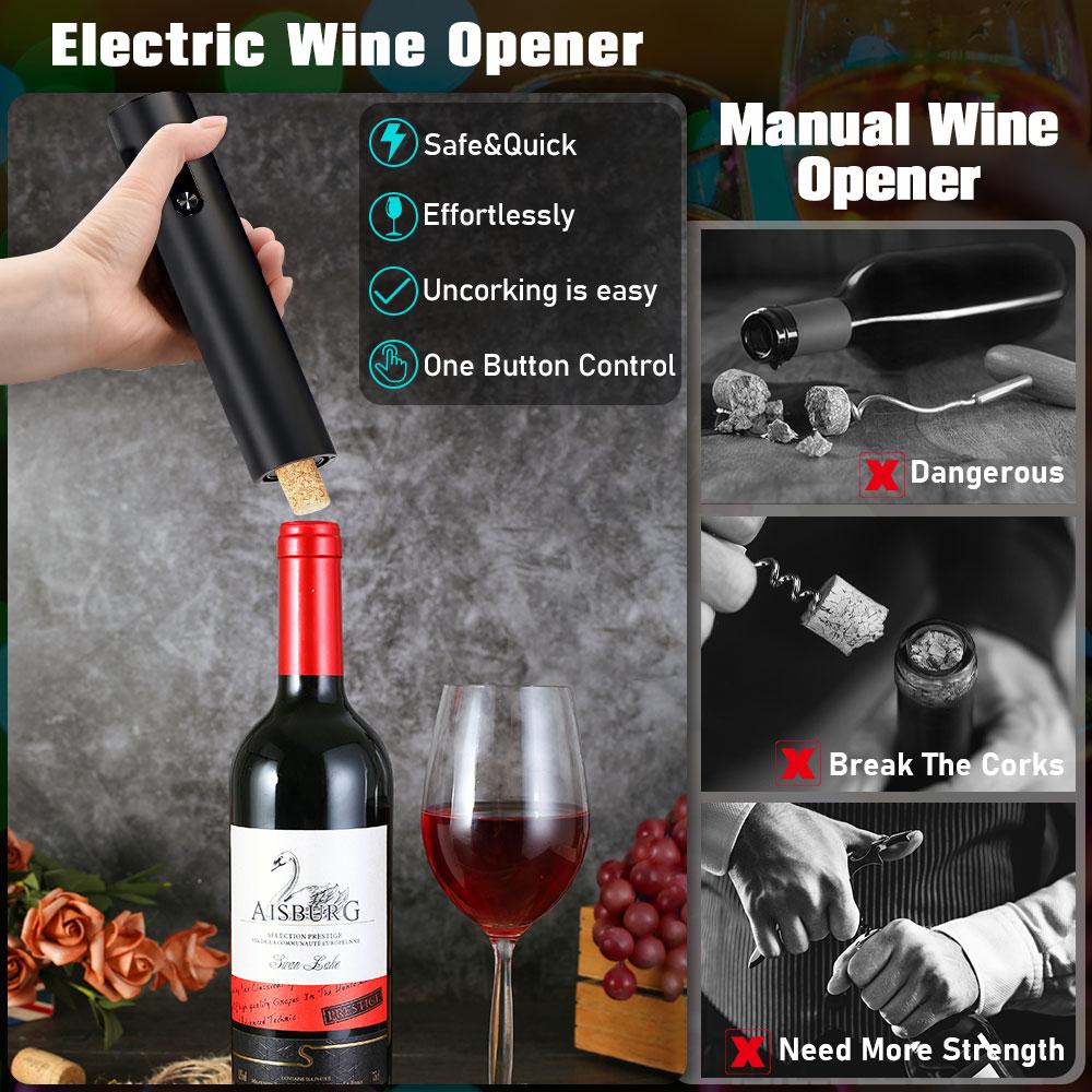 Automatic Wine Opener Set Reusable Electric Wine Bottles Opener Battery Operated Wine Corkscrews Remover for Home Kitchen Party