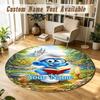 Round Rug Custom NameSmurfs Pattern Non Slip Carpet Home Floor Decor