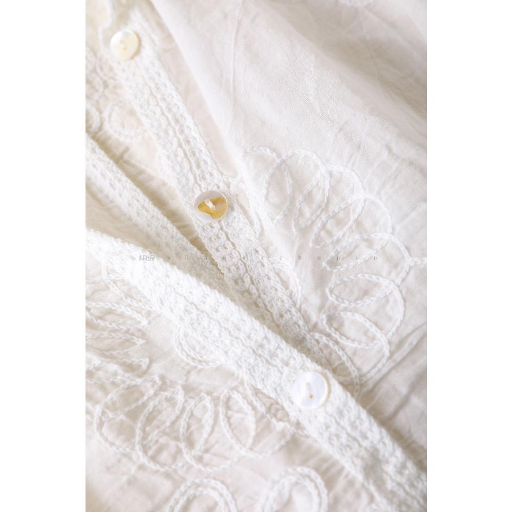 DIMANAF 2025 Women Spring Long Shirt Lace Blouse Loose Buttons Fashion Tops Tees White Tees New Blouse