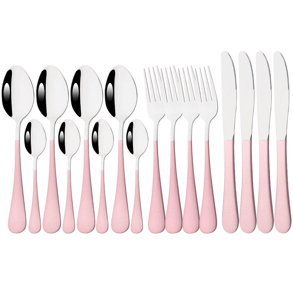 16Pcs Multicolor Dinnerware Set Stainless Steel Silverware Knife Fork Spoon Cutlery Mirror Flatware Kitchen Dinner Tableware Set
