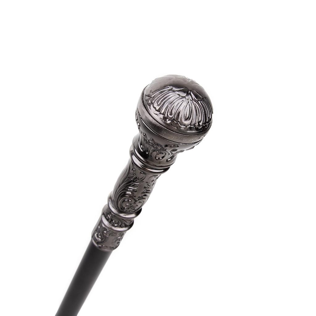 Silberner luxuriöser runder Griff, modischer Gehstock für Party, dekorativer Gehstock, eleganter Gehstock mit Crosier-Knopf, 93 cm