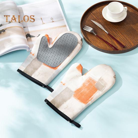 

1 пара изоляционных перчаток, противоожоговые силиконовые перчатки для духовки с нескользящим ремешком на ладони, легко чистящиеся варежки для гриля, инструмент для приготовления пищи