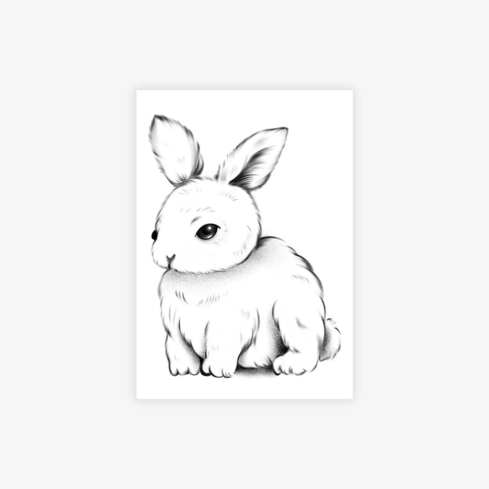 Cute Rabbit Tattoo Sticker Premium Sense Niche Simple Small Fresh Tattoo Sticker 7*10
