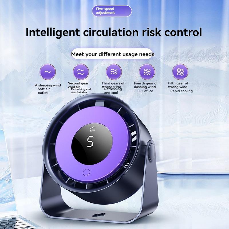 5-speed Desktop Circulating Fan USB Charging Digital Display Turbo Wall Mounted Small Fan