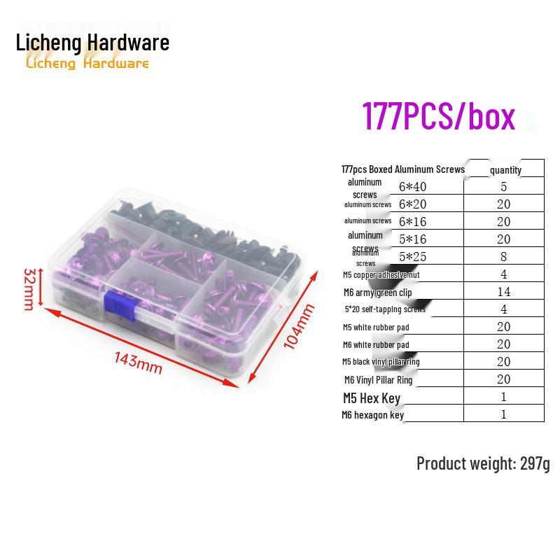 

Цветные винты из алюминиевого сплава для мотоциклетного ветрового стекла (177/183/198 шт.)