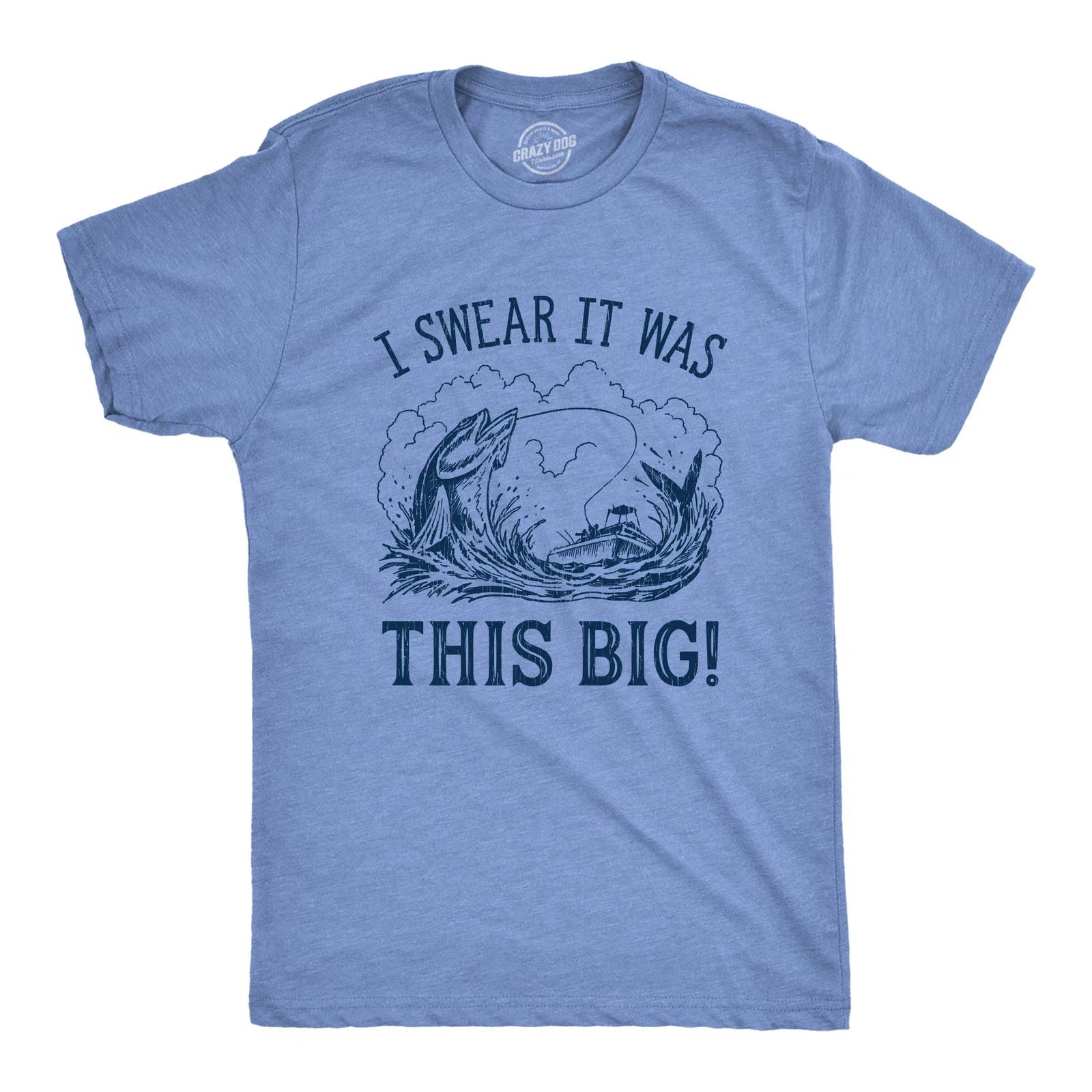 Mens I Swear It Was This Big T shirt Funny Fish Story Fishing Joke Fisherman XXXXL
