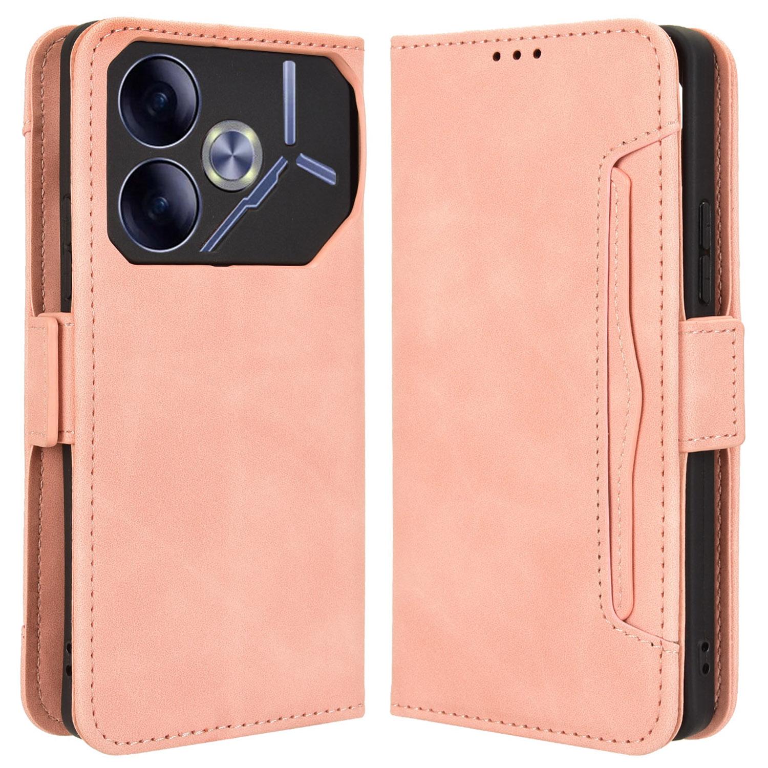 

Для TECNO Pova 6 4G Case Wallet Leather Phone Cover with Multiple Card Slots Pink