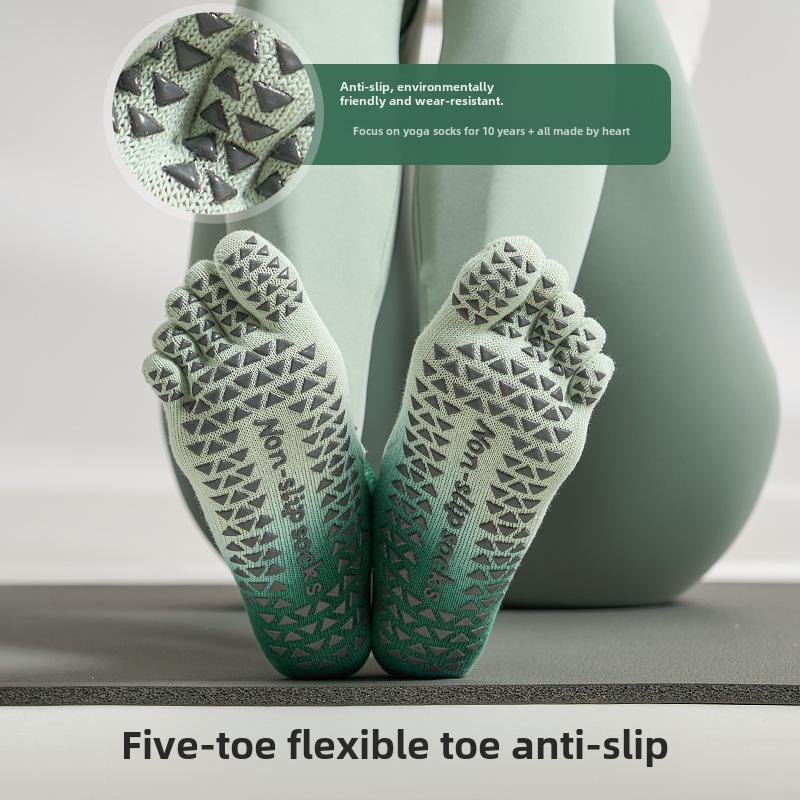 Gradient Dotted Non-Slip Mesh Yoga Socks - Women's Backless Five-Finger Split-Toe for Spring and Summer