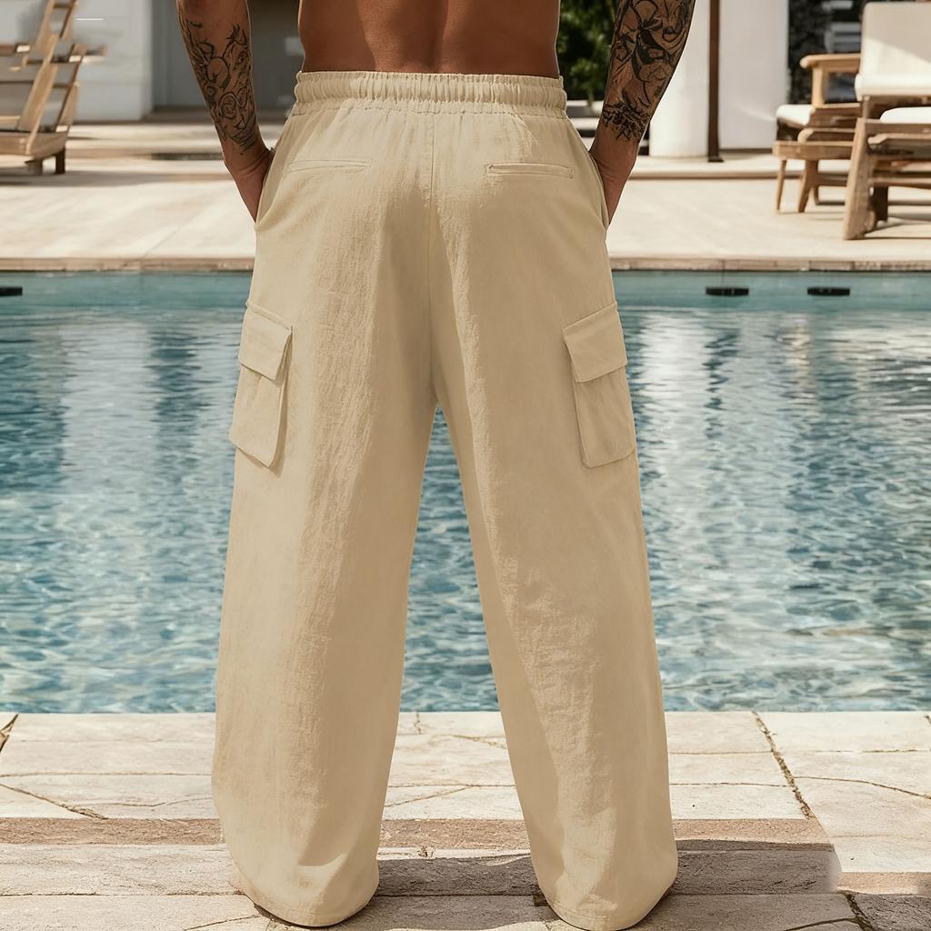 Pantaloni de lucru largi de agrement pentru bărbați, pentru sporturi în aer liber, cu buzunare multiple