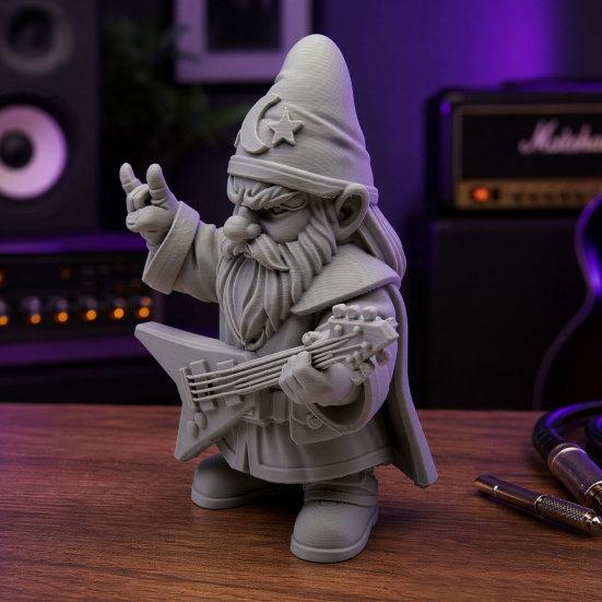 Huaqianguhh Funny Rocker Gnome Figurines, 3D Printed Musical Figurine with Guitar, Garden Decoration, Statue, Gift for Music Lovers