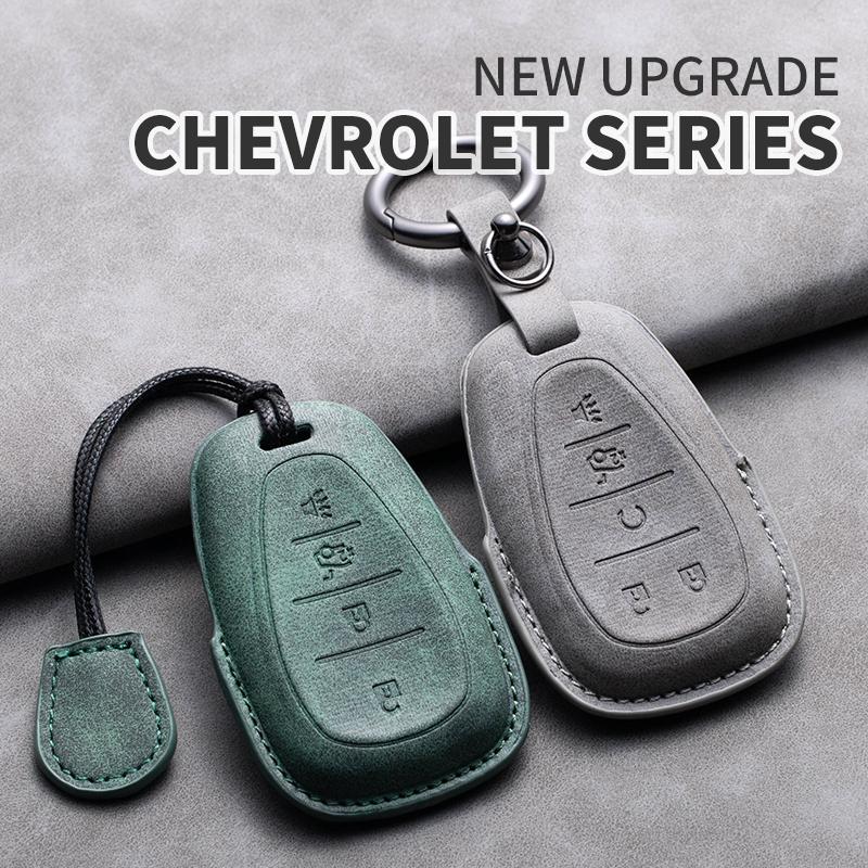 Leather Car Key Case Cover Protective Shell For Chevrolet Chevy Malibu Camaro Cruze Traverse Spark Equinox Sonic Volt Keychain