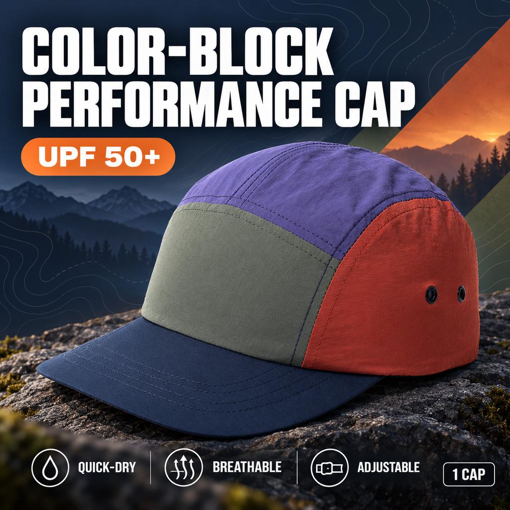 Japanese Soft-Brim Quick-Dry Baseball Cap Unisex UPF50+ Adjustable Five-Panel Color-Block Hat