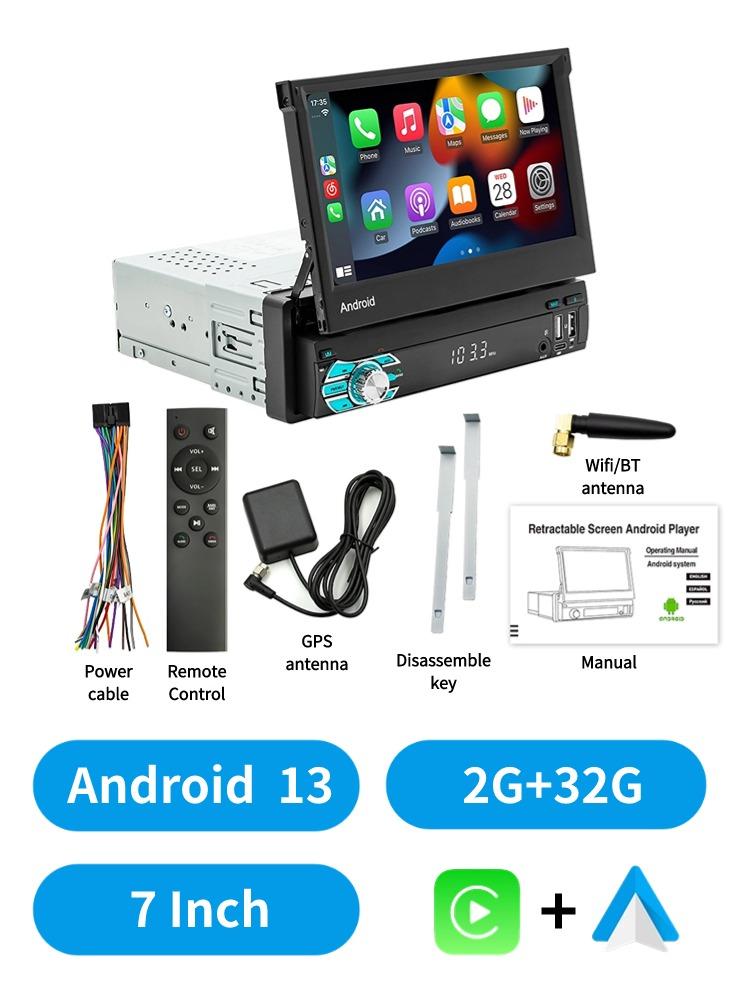 

ACODO 1 Din 7 Электрический выдвижной экран Android 13 Carplay Автомобильное радио GPS навигация Мультимедийный проигрыватель Аудио Видео Головное устройство
