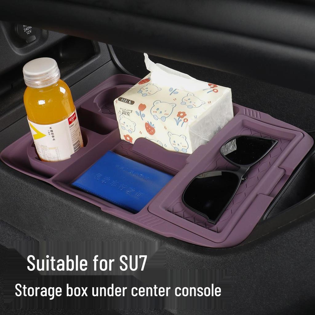 Soft Rubber Organizer for Xiaomi SU7 Console Storage Compartment, Car Interior Accessories