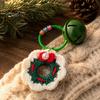 Santa Claus Key Ring Yarn Crochet Christmas Keychain with Bell, Handmade Tree Hat Glove Wreath Small Holiday Keepsake Pendant, Bag Charm Accessory for