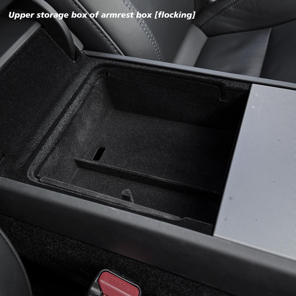 For Tesla New Model Y 2025 Launch Juniper Model 3 Highland 2024 Center Console Storage Box Armrest Box Upper&Lower Silicone Pad