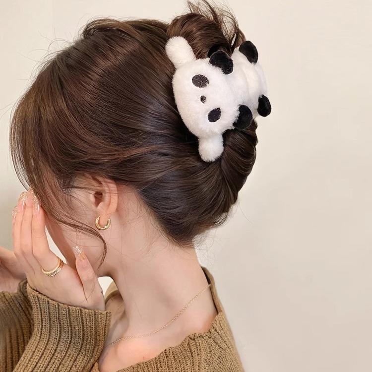 Adorable Panda Plush Hair Claw Clip – Cartoon Updo Accessory for Autumn and Winter Styles