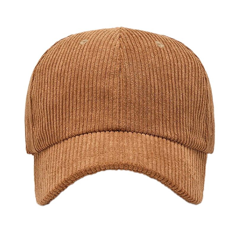Corduroy baseball cap men's and women's autumn and winter new solid color cap thermal visor fashionable simple hat