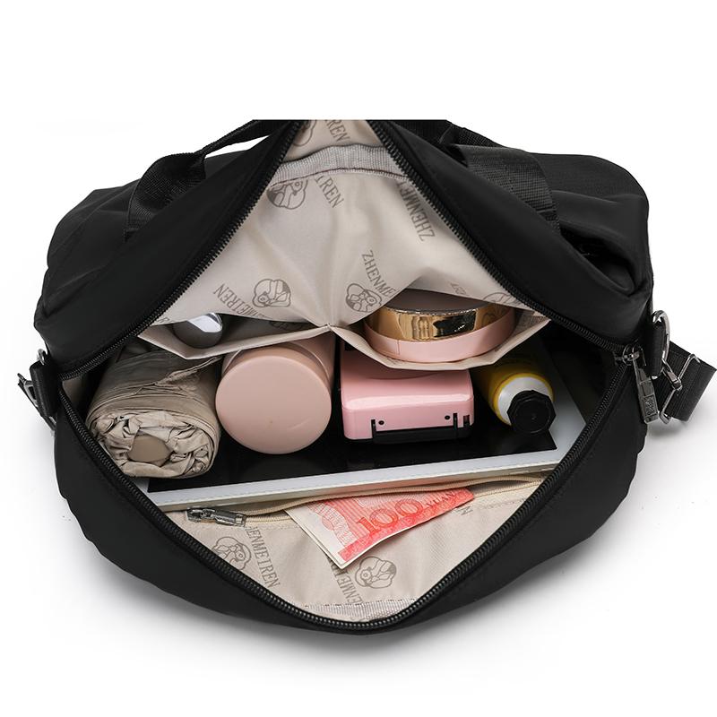 Women's Shoulder Bag Nylon Handbag Lightweight Multi-Layer Waterproof Crossbody Bag