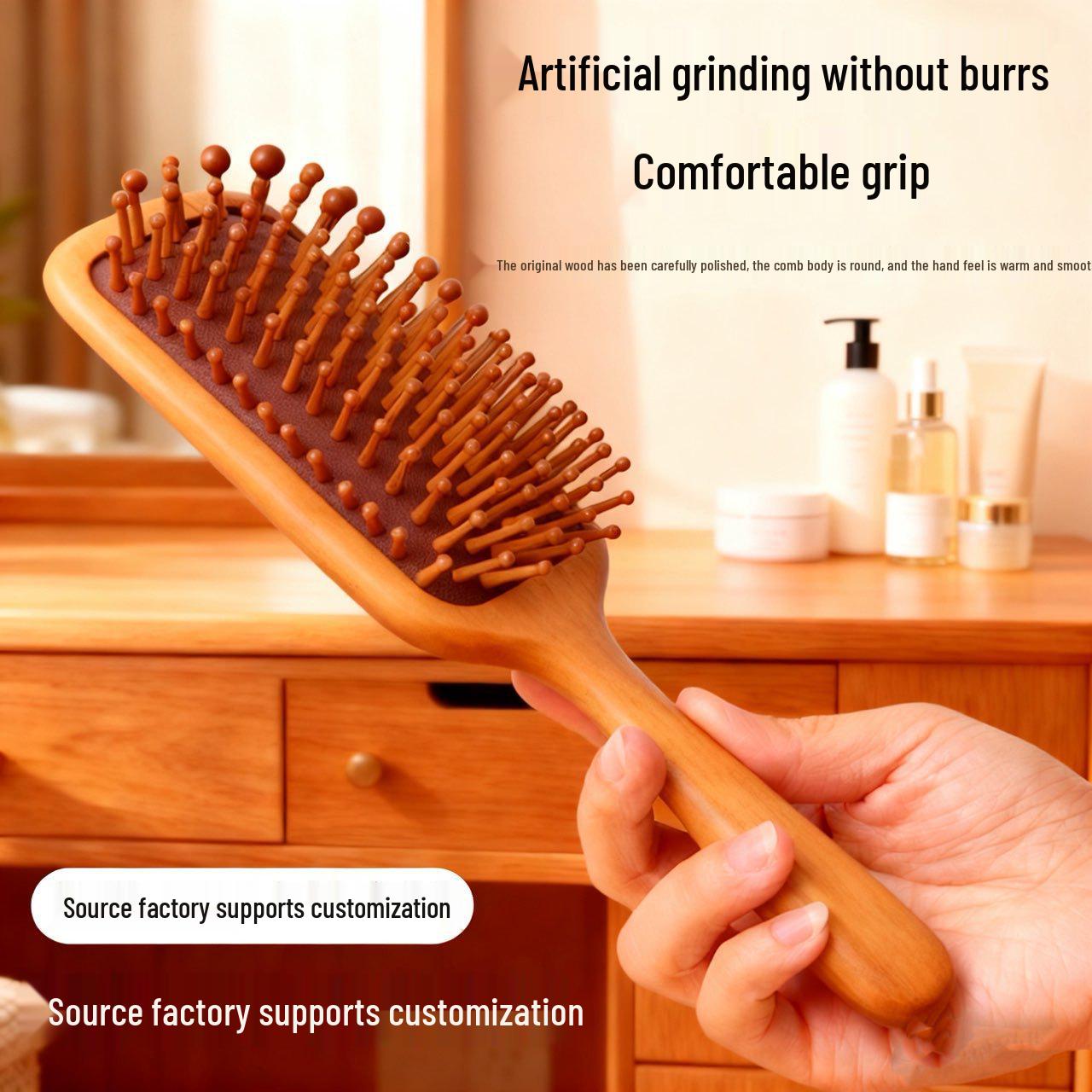 Sandalwood Travel Massage Comb: Portable Solid Wood Fluffy Comb with Cushion Airbag for Hair and Scalp Massage. 1x24x240